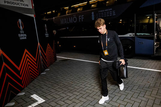 Hugo Bolin of Malmö FF arrives to the stadium