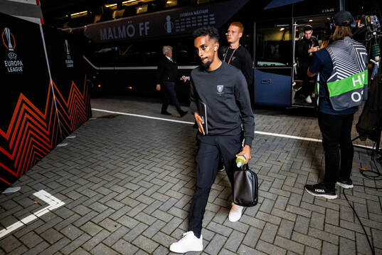 Taha Ali of Malmö FF arrives to the stadium