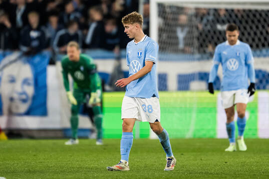 Hugo Bolin of Malmö FF looks dejected