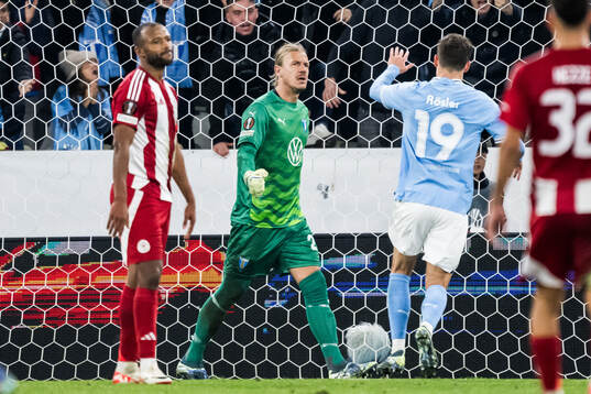 Goalkeeper Johan Dahlin of Malmö FF celebrates