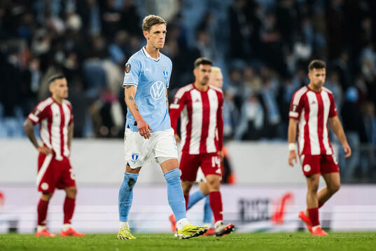 Søren Rieks of Malmö FF looks dejected