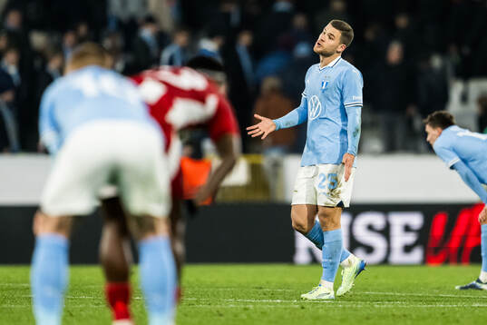 Gabriel Busanello of Malmö FF looks dejected