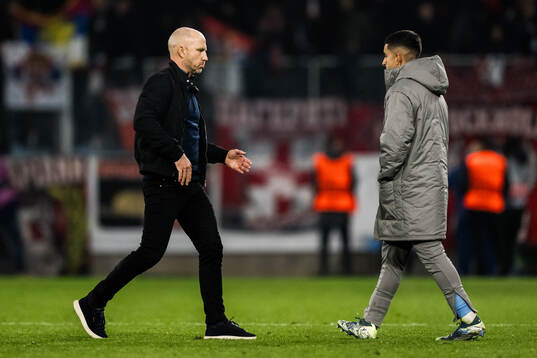 Head coach Henrik Rydström of Malmö FF looks dejected