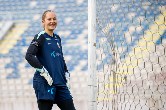Goalkeeper Aurora Mikalsen of the Norwegian women's