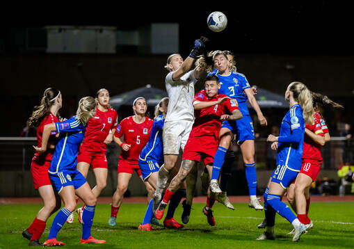 Linda Sembrant of Sweden against goalkeeper Lucie Schlime