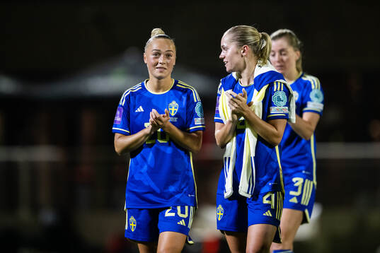 Hanna Bennison and Hanna Lundkvist of Sweden celebrate