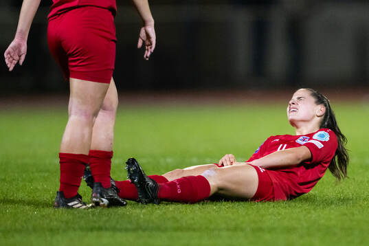 Charlotte Schmit of Luxembourg in pain