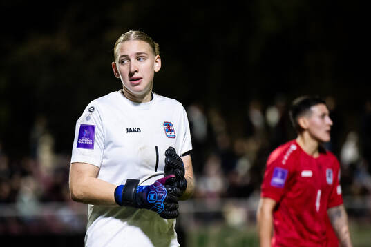 Goalkeeper Lucie Schlime of Luxembourg