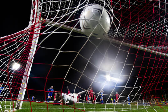 Stina Blackstenius of Sweden scores a goal that is later