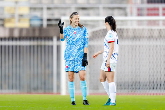 Goalkeeper Cecilie Fiskerstrand  and Tuva Hansen  of Norway