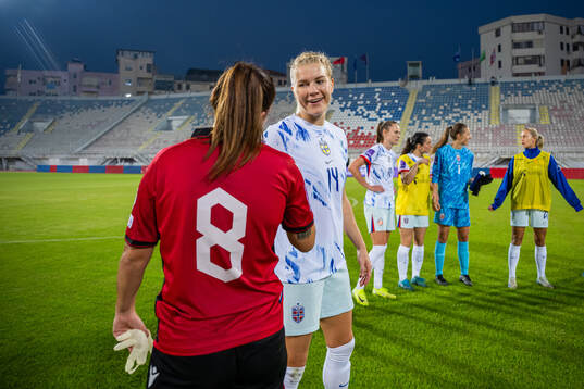 Endrina Elezaj of Albania and Ada Hegerberg of Norway