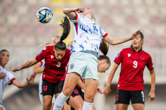 Mathilde Harviken of Norway scores the 0-5 goal