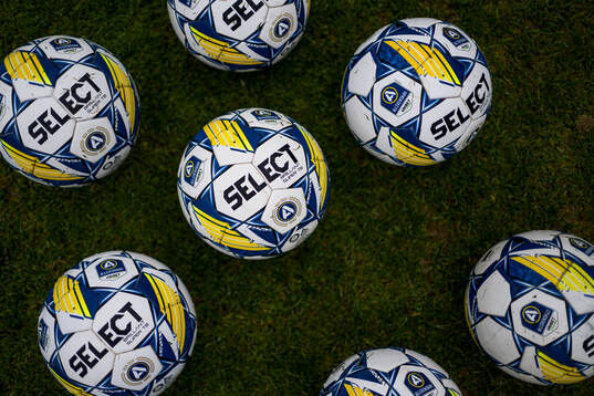 Fotbollar av märket Select på gräsmattan