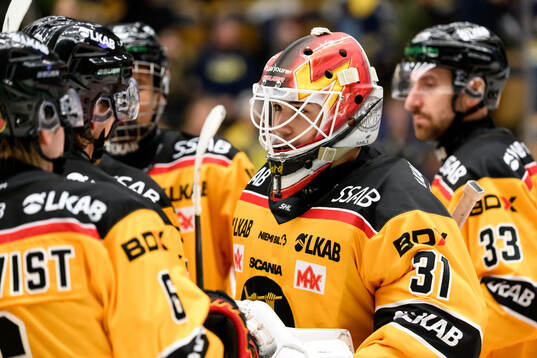 Luleås målvakt Matteus Ward jublar