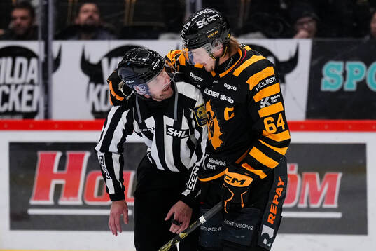 Linjedommare Johanne Käck och Skellefteås Jonathan Pudas