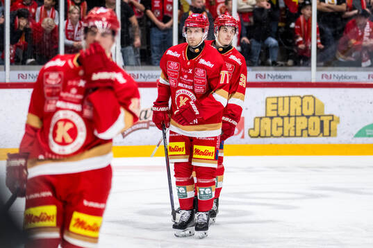 Kalmars Gabriel Olsson och Arvid Hurtig deppar