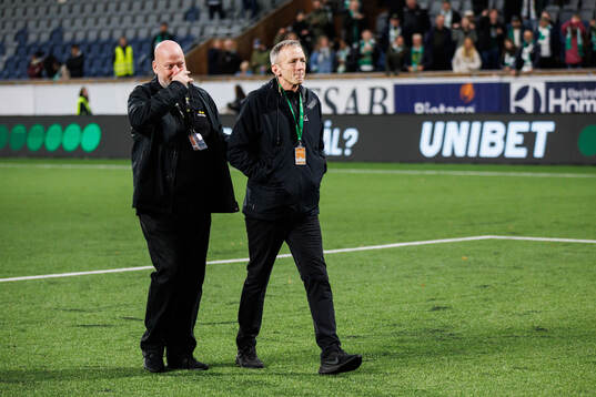 Hammarbys Håkan Leydner och säkerhetsansvarige Göran