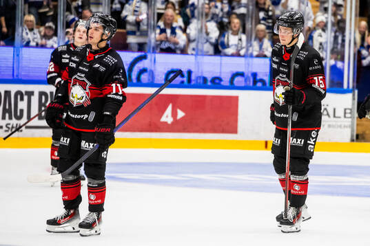 Malmö Redhawks Nikola Pasic och Freddie Larsson deppar