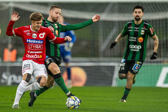Degerfors Kevin Holmén och Varbergs Kevin Custovic