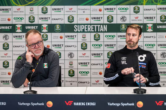 Varbergs tränare Roar Hansen och Degerfors tränare