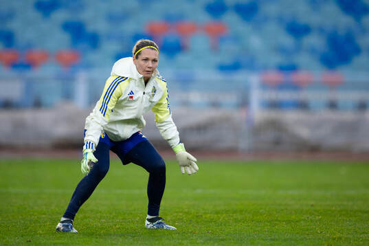 Goalkeeper Jennifer Falk of the Swedish women's national