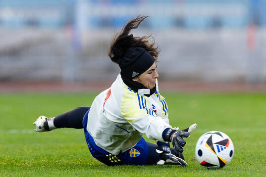 Goalkeeper Zecira Musovic of the Swedish women's national