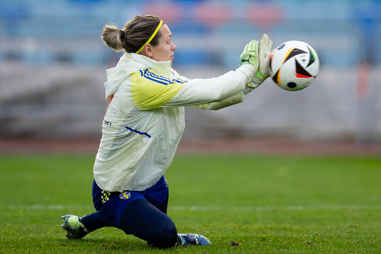 Goalkeeper Jennifer Falk of the Swedish women's national