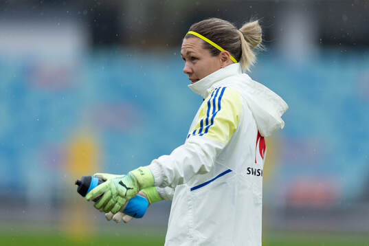 Goalkeeper Jennifer Falk of the Swedish women's national
