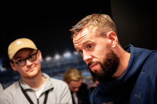 Malmö FFs Pontus Jansson på en pressträff