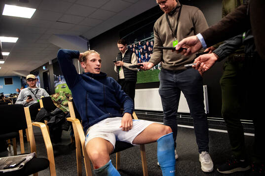 Malmö FFs Jens Stryger Larsen på en pressträff