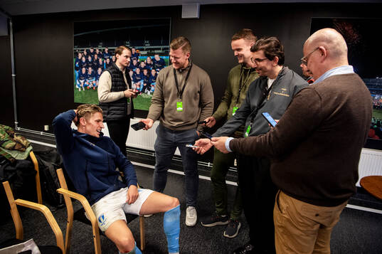 Malmö FFs Jens Stryger Larsen på en pressträff