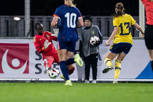 Goalkeeper Angel Mukasa of Sweden