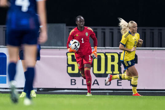 Goalkeeper Angel Mukasa of Sweden
