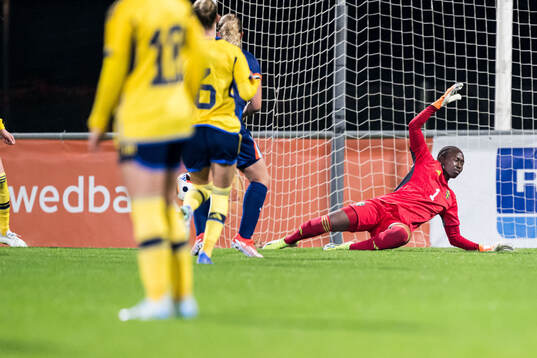 Goalkeeper Angel Mukasa of Sweden looks dejected