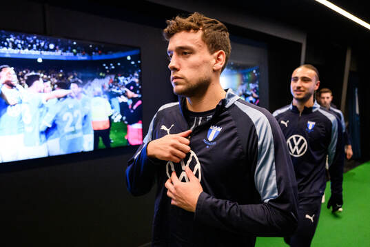 Malmö FFs Colin Rösler  fotbollsmatchen i Allsvenskan