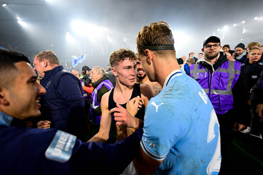 Malmö FFs Hugo Bolin och Erik Botheim jublar