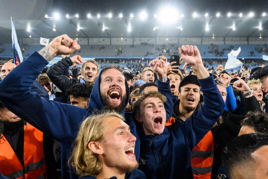 Malmö FFs Pontus Jansson och Hugo Bolin jublar