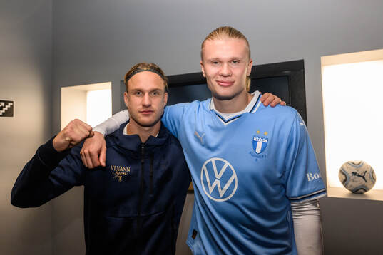 Malmö FFs Erik Botheim och Erling Braut Haaland jublar