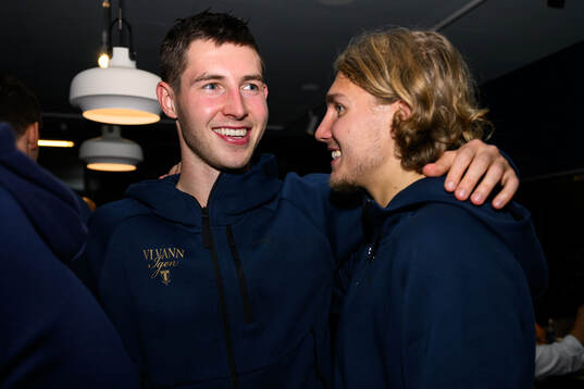 Malmö FFs Lasse Berg Johnsen och Sebastian Nanasi på