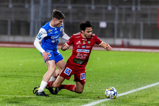 Oddevolds Anton Snibb och Skövde AIKs Armend Suljev