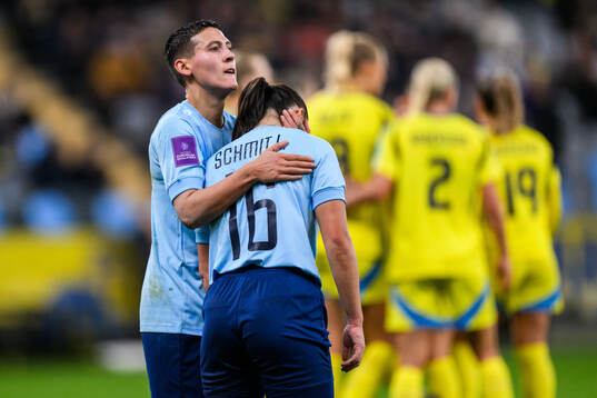 Andreia Machado and Leila Schmit of Luxembourg look dejected