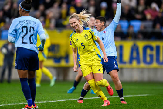 Rebecka Blomqvist of Sweden celebrates