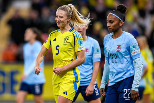 Rebecka Blomqvist of Sweden celebrates