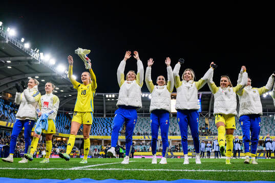 Players of Sweden celebrate