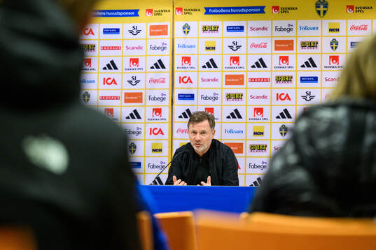 Head coach Peter Gerhardsson of Sweden at a press conference