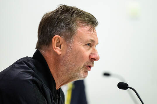 Head coach Peter Gerhardsson of Sweden at a press conference