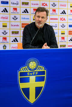 Head coach Peter Gerhardsson of Sweden at a press conference