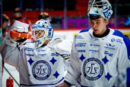 Leksands målvakt Jakob Hellsten och målvakt Marcus Gidlöf