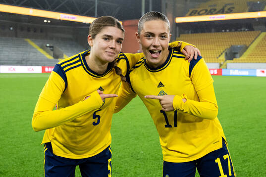 Lilly Hamstein and Klara Ahnberg of Sweden celebrate