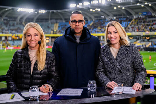 Jane Björck, Daniel Nannskog and Hanna Marklund of the SVT
